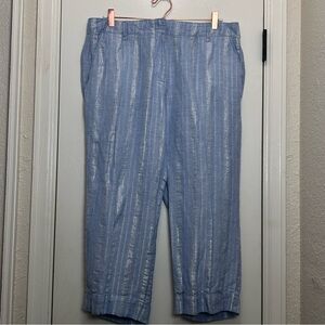 Tommy Bahama Espionage Silver Stripe Cropped Pants Women’s 12